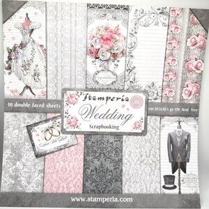 Stamperia Wedding Scrapbooking Pad 10 Double-Faced Sheets 12 x 12 Acid-Free NEW